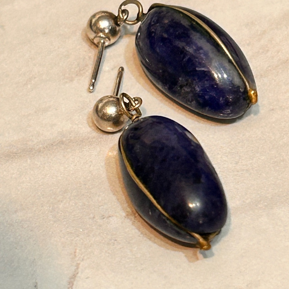 Blue and Silver Drop Earrings